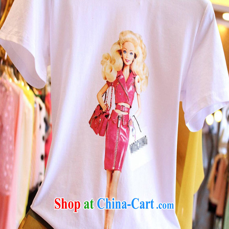 First and foremost economic propaganda Korean summer new, two-piece and indeed increase, female fat mm cartoon short-sleeved T shirt T-shirt + Rainbow striped short pants 7249 #5 XL 180 - 200 Jack left and right, purple long-sun, shopping on the Internet