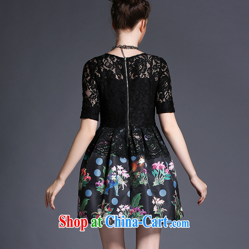 Discipline and Elizabeth summer 2015 new Europe and America, the code dress lace dress Openwork stitching thick mm-yi 100 hem skirt waist-cultivating graphics thin genuine A 692 - Black 2XL, discipline and Mona Lisa, shopping on the Internet