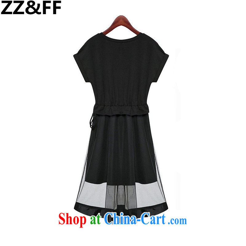 ZZ &FF summer 2015 new Korean version mm thick stylish increase female new European short-sleeved video thin dresses summer 9065 black XXXXXL, ZZ &FF, shopping on the Internet
