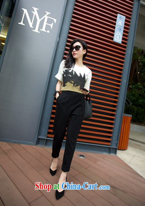 ZZ &FF summer 2015 new Korean fashion thick MM larger female graphics thin leisure 9 castor pants girls summer 9053 black M pictures, price, brand platters! Elections are good character, the national distribution, so why buy now enjoy more preferential! Health