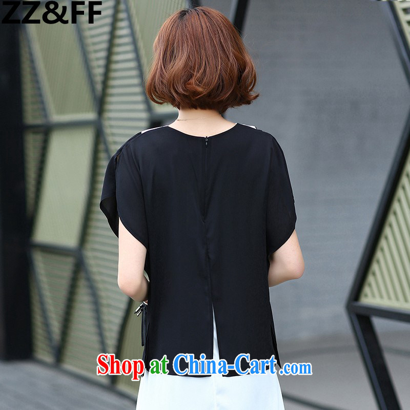ZZ &FF summer 2015 new Korean version mm thick Stylish large Code women leave of two T-shirt black pants Kit 9057 black XXXL, ZZ &FF, shopping on the Internet