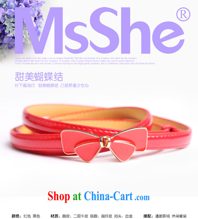 MsShe larger women summer 2015 new bowtie layer 2 psoriasis 100 ground adjustable thin belt B 15 black 122 * 1.3 CM pictures, price, brand platters! Elections are good character, the national distribution, so why buy now enjoy more preferential! Health