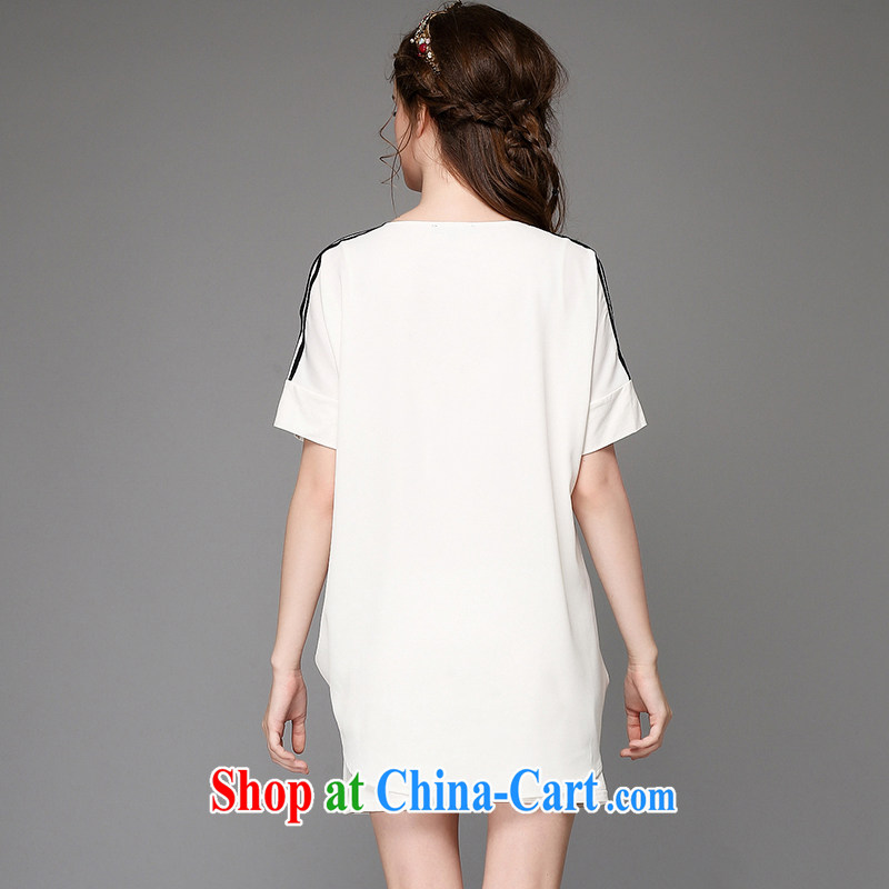 Hai Ying summer 2015 new emphasis on the younger sister, female fashion small sheep stamp hot drill leave two further leakage shoulder short-sleeved dresses A 751 white 5 XL (large numbers) and the wing (seaying), online shopping