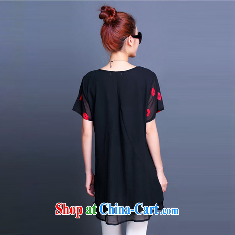 Love, summer 2015 with new, short-sleeved clothes snow woven shirts thick MM large numbers leave of two pieces of ladies dress 8088 black XXXXXL, on land, on-line shopping