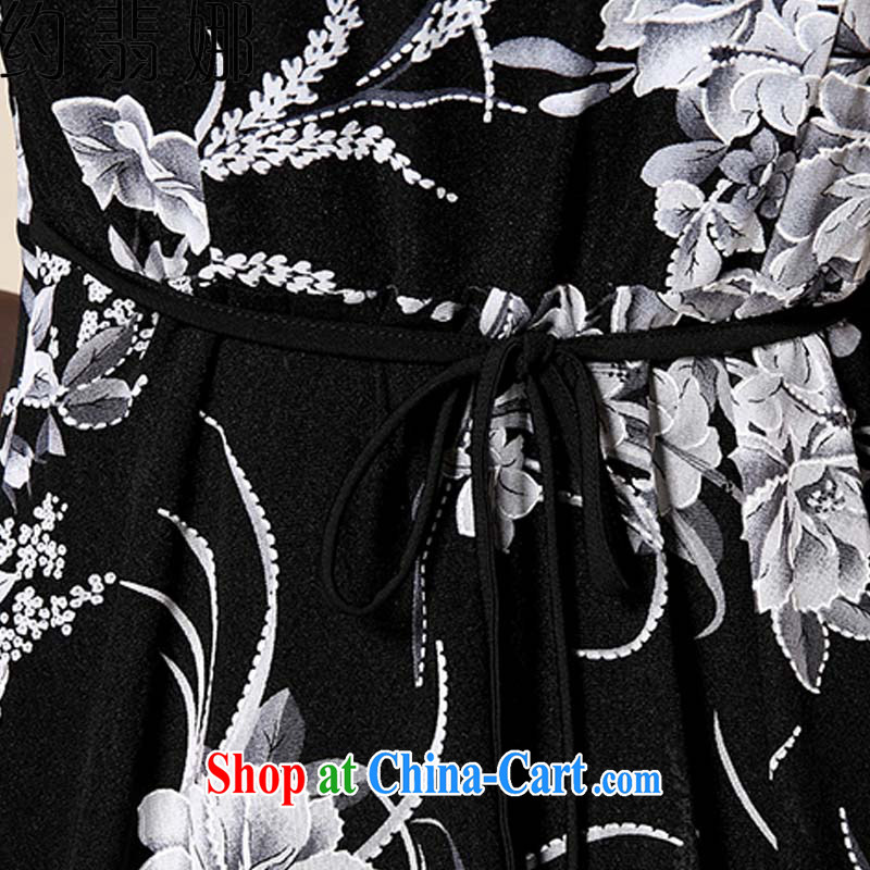 About Patek Philippe's 2015 summer women's clothing style MOM snow woven lace-stamp the code short-sleeved large dresses D 8981 black flower XXXL, about the incidents, and shopping on the Internet