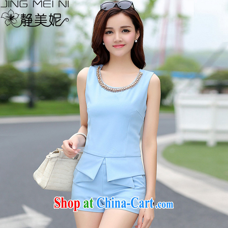 The Minnie summer 2015 new female Korean small Hong Kong-style two piece set with J 15,075 blue M