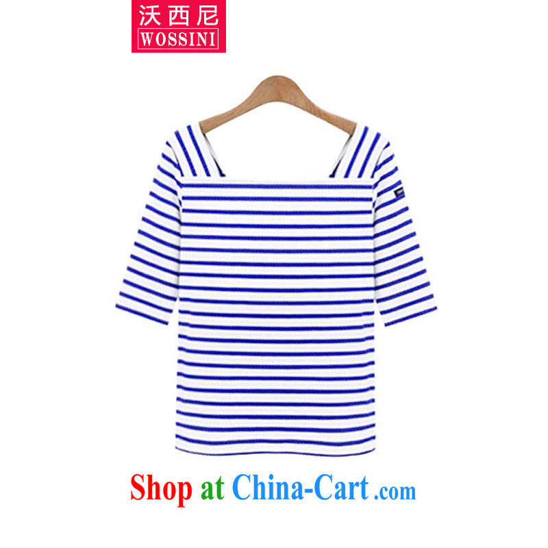 Kosovo, Western Europe and North America by 2015 and indeed XL summer female new mm thick streaks T shirt + Graphics thin shoulder straps and leisure suite 1543 blue XXL, Kosovo, West (WOSSINI), shopping on the Internet