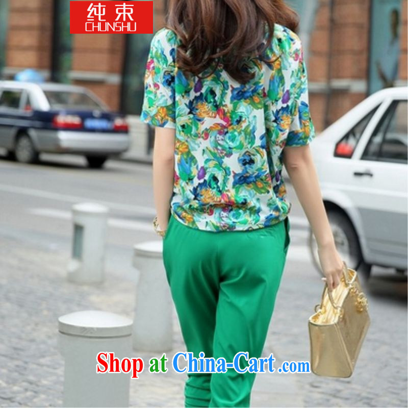 A harness is the XL girls thick mm summer short-sleeved T-shirt Jack thick sister Korean version 7 pants Leisure package green (T-shirt pants) the code 4 XL 180 - 200 jack, pure beam (CHUNSHU), online shopping
