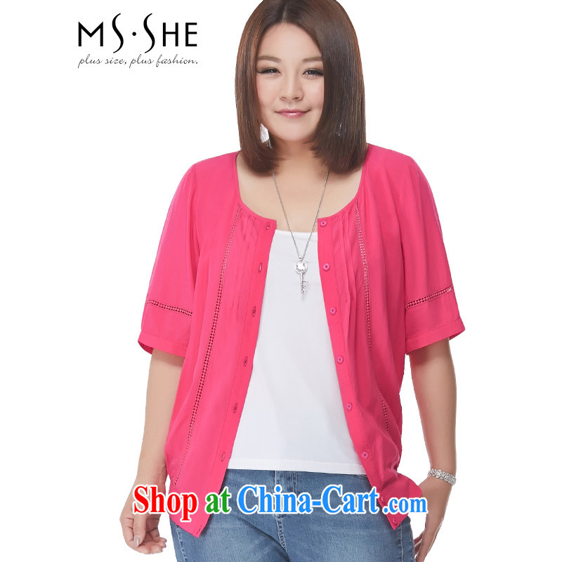 The MsShe indeed XL women 2015 new summer thick MM lace stitching 5 T-shirt 4330 red 6 XL