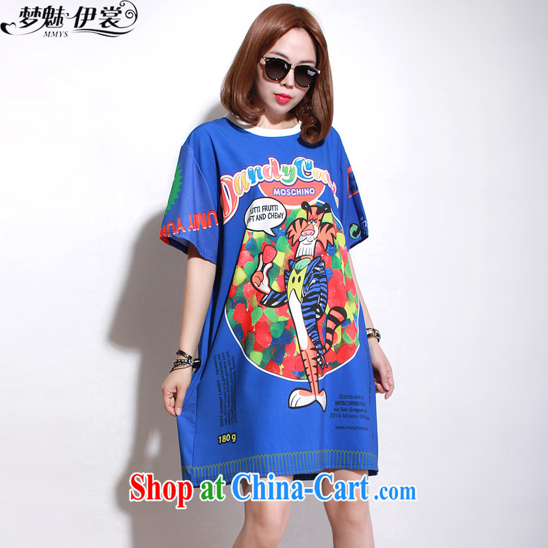 Director of the Advisory Committee in Europe wind summer wear loose video thin and thick XL women mm thick, long T shirt short-sleeve double-yi skirt blue loose all code