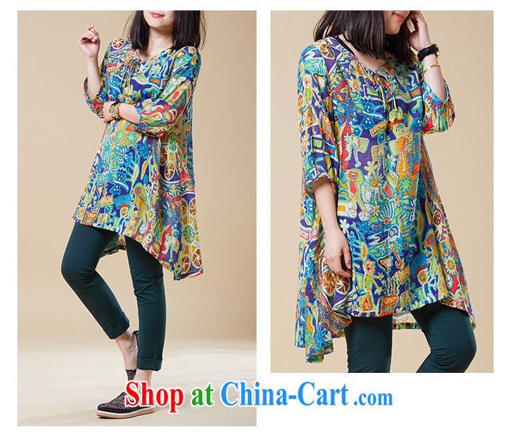 The Korea House, 9609 the Code women summer 2015 silk and cotton 7 Loose Cuff Dress Shirt Ethnic Wind floral T-shirt female Red XXXL pictures, price, brand platters! Elections are good character, the national distribution, so why buy now enjoy more preferential! Health
