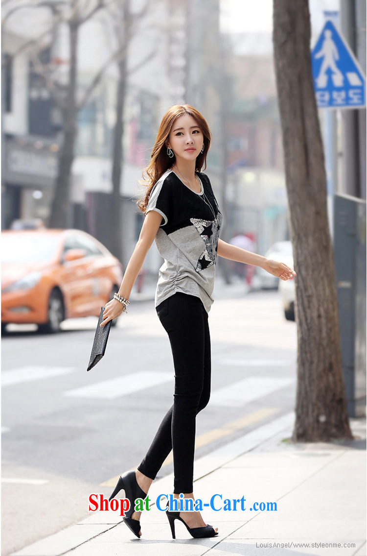 The Korea House, 5192015 summer new, larger female Korean loose lace stitching, long-Neck short silver 5 XL pictures, price, brand platters! Elections are good character, the national distribution, so why buy now enjoy more preferential! Health