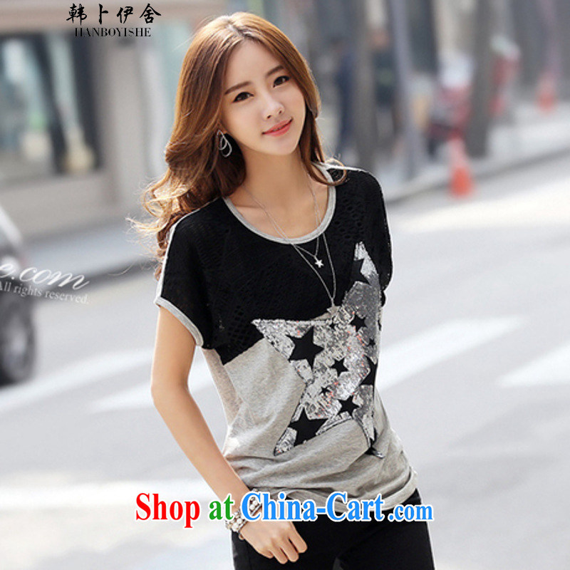 South Korea, the rounded 5192015 summer new, larger female Korean loose lace stitching, long-Neck short silver 5 XL