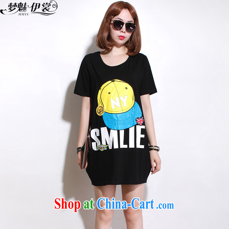 Director of the Advisory Committee summer Korea and indeed increase, female fat sister loose video thin, long T shirt short-sleeved-yi skirt black loose all code