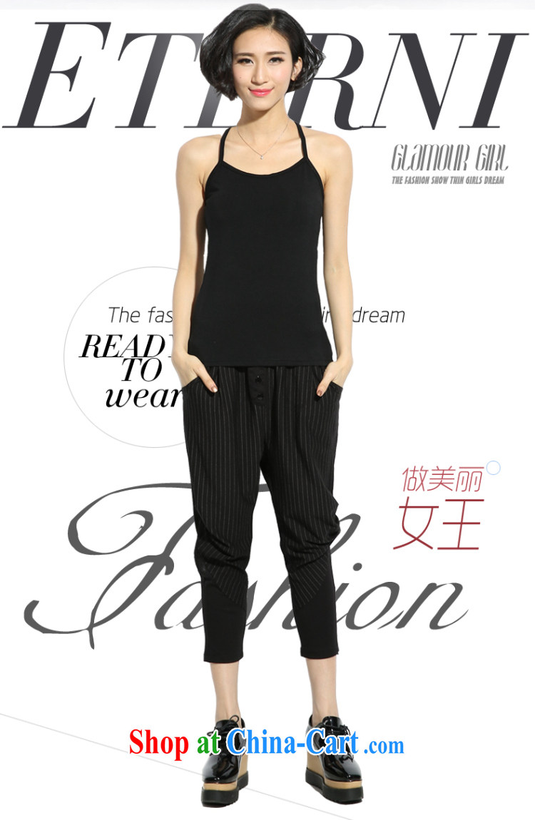 Eternal show 2015 summer thick MM new, larger female down and stylish black-and-white graphics thin pants striped black 2 XL pictures, price, brand platters! Elections are good character, the national distribution, so why buy now enjoy more preferential! Health