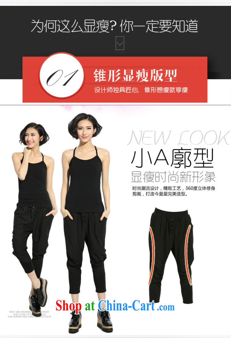 Eternal show 2015 summer thick MM new, larger female down and stylish black-and-white graphics thin pants striped black 2 XL pictures, price, brand platters! Elections are good character, the national distribution, so why buy now enjoy more preferential! Health