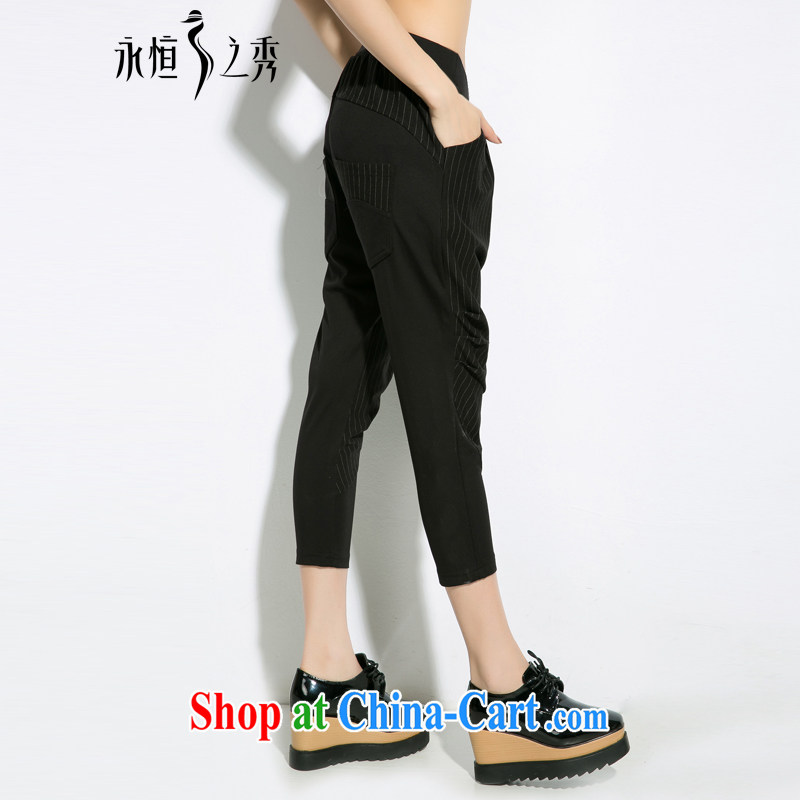 Eternal show 2015 summer MM focused on new, larger female down and stylish black-and-white graphics thin pants striped black 2 XL, eternal, and the show, online shopping
