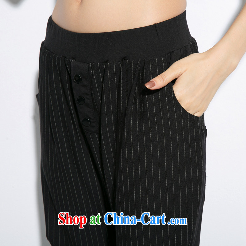 Eternal show 2015 summer MM focused on new, larger female down and stylish black-and-white graphics thin pants striped black 2 XL, eternal, and the show, online shopping
