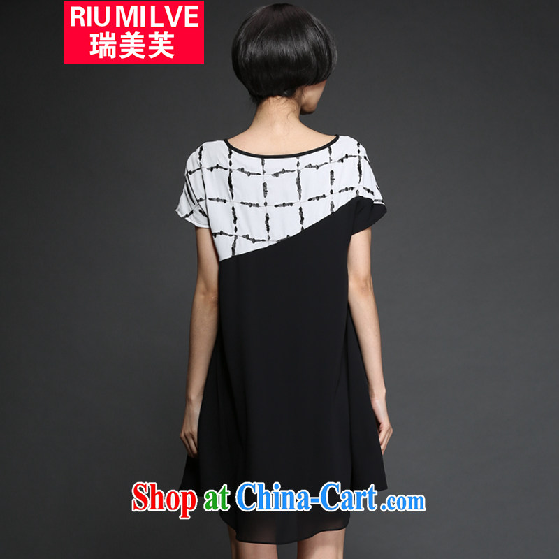 United States, 2015 will be new, and indeed increase, female summer short-sleeved dress mm thick loose video thin knocked color stitching snow woven dresses 2869 black XXXL, the US could (RIUMILVE), online shopping