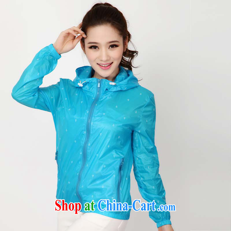 The line takes the Code women summer 2015 Korean version of the new Leisure General, double-cap for couples with SunScreen shirts stamp loose coat 5 B 2695 blue 3 XL, sea routes, and, on-line shopping