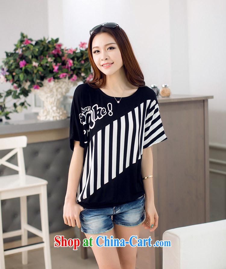 o Ya-ting 2015 New, and indeed increase, female fat mm video thin T-shirt loose striped short-sleeved T-shirt female black XL recommends that you 140 - 160 Jack pictures, price, brand platters! Elections are good character, the national distribution, so why buy now enjoy more preferential! Health