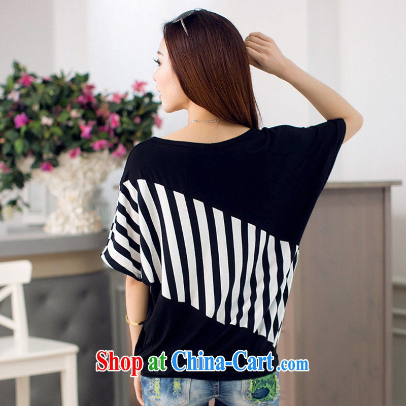 o Ya-ting 2015 New, and indeed increase, female fat mm video thin T-shirt loose striped short-sleeved T-shirt female black XL recommends that you 140 - 160 jack, O Ya-ting (aoyating), online shopping