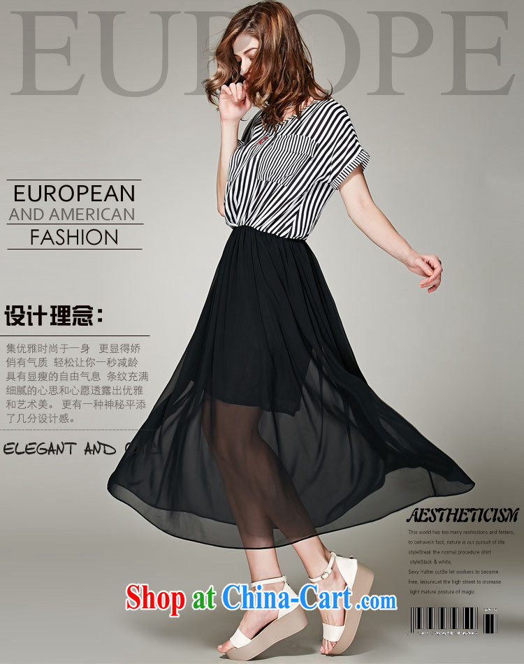 Connie's dream in Europe and America, the female summer and indeed increase 2015 new thick mm stylish stripes stitching snow woven dresses s 3658 black XXXXXL pictures, price, brand platters! Elections are good character, the national distribution, so why buy now enjoy more preferential! Health