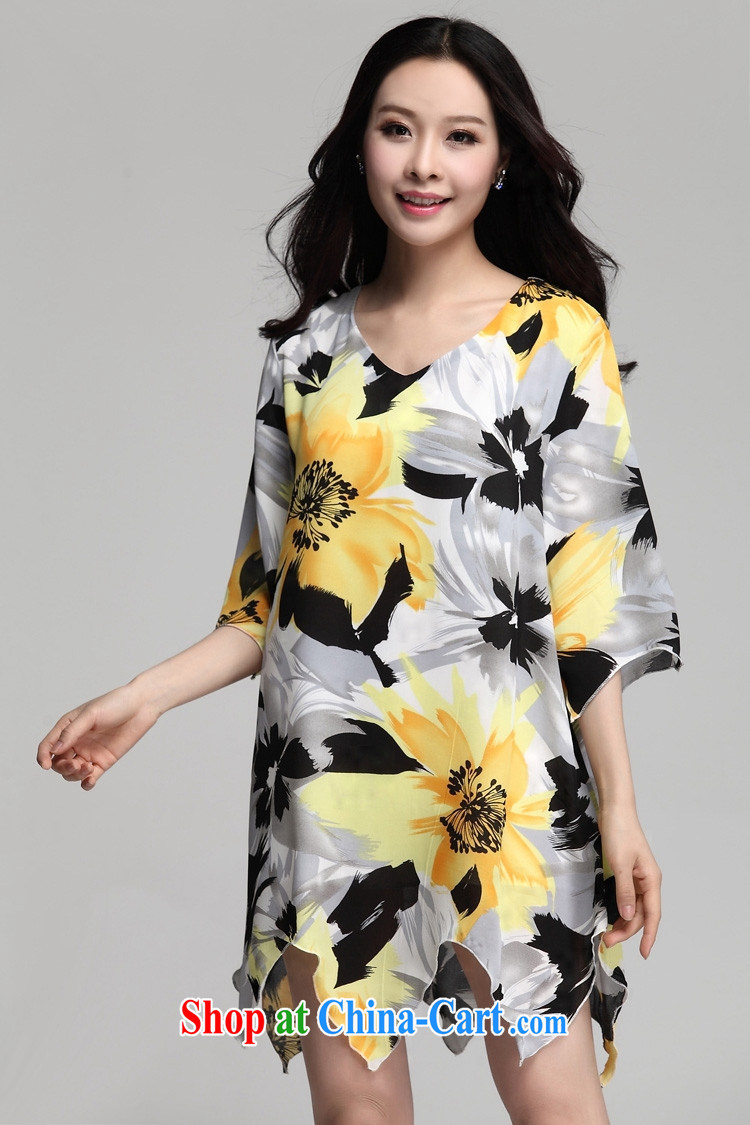 Optimize m Beauty Package Mail Delivery 2015 summer New Irregular ink stamp dresses yellow 6 XL for 210 - 250 Jack pictures, price, brand platters! Elections are good character, the national distribution, so why buy now enjoy more preferential! Health