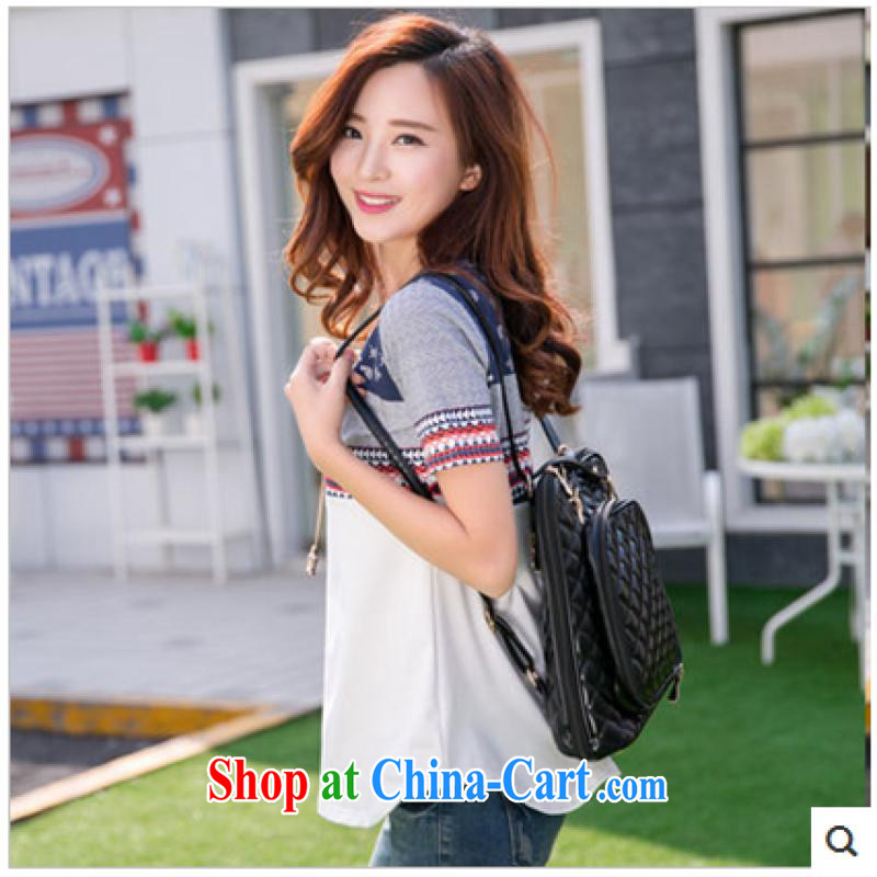 Road Angel, 2015 summer wear loose female T pension-neck half sleeve larger clothing cotton simple T-shirt white 3XL, road Angel, and, online shopping