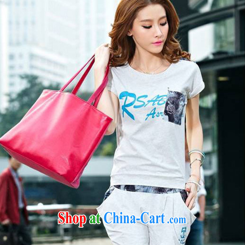 New Korean version, summer uniforms summer short-sleeved sweater 7 pants and stylish Sports & Leisure package 031 B M gray economy, the droplets (Ti Amo), online shopping