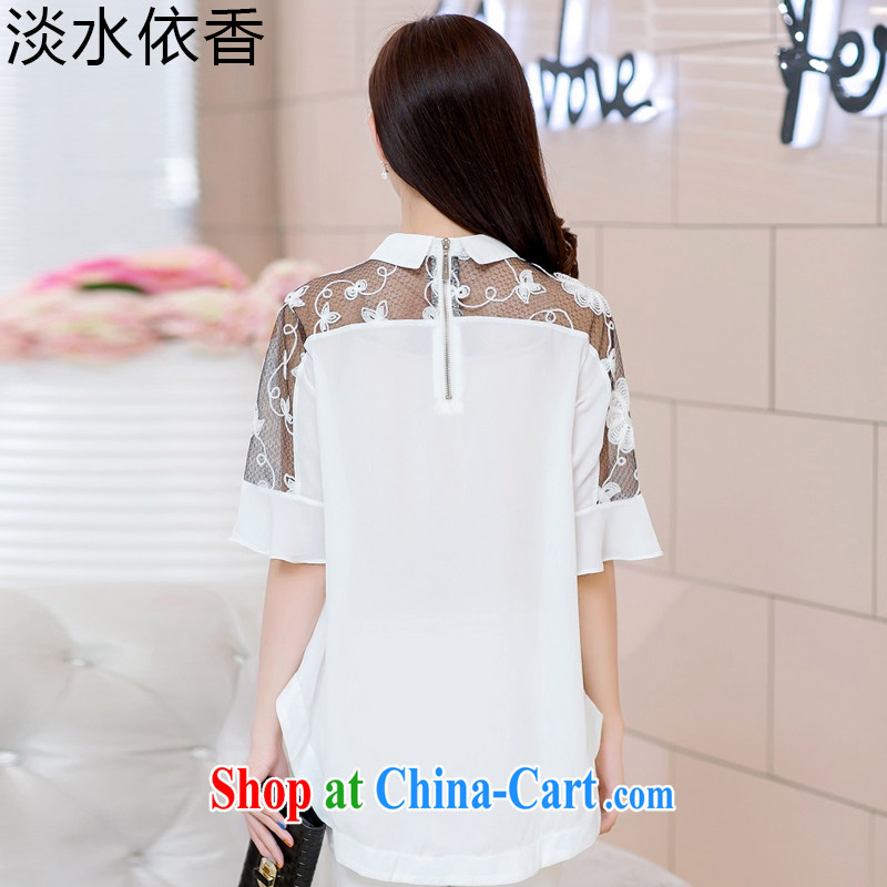 Fresh water in accordance with the Shannon 2015 summer new, larger female child for stitching buds silk cuff by solid ice woven shirts girls summer short-sleeved Q 819 white M freshwater, according to Hong Kong, shopping on the Internet