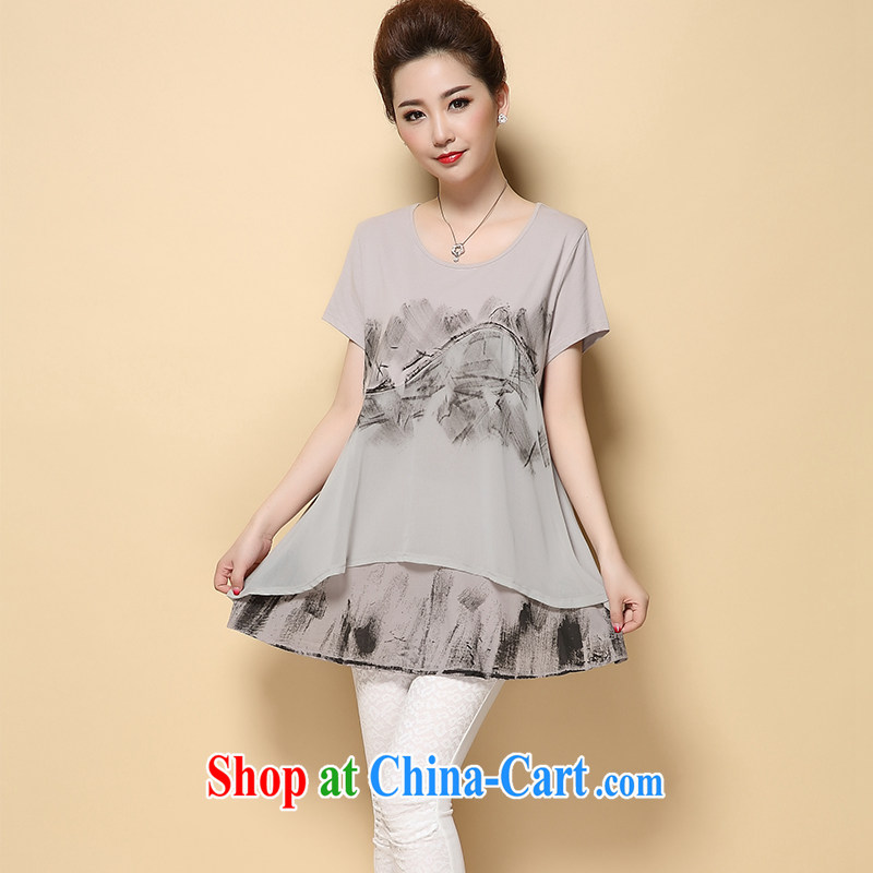 2015 summer New, and indeed increase, female Korean Version Stamp Duty short-sleeved snow woven shirts to wear 200 Jack thick MM loose video thin dress 9009 black 3 XL, let the flower (MULGERDO), online shopping