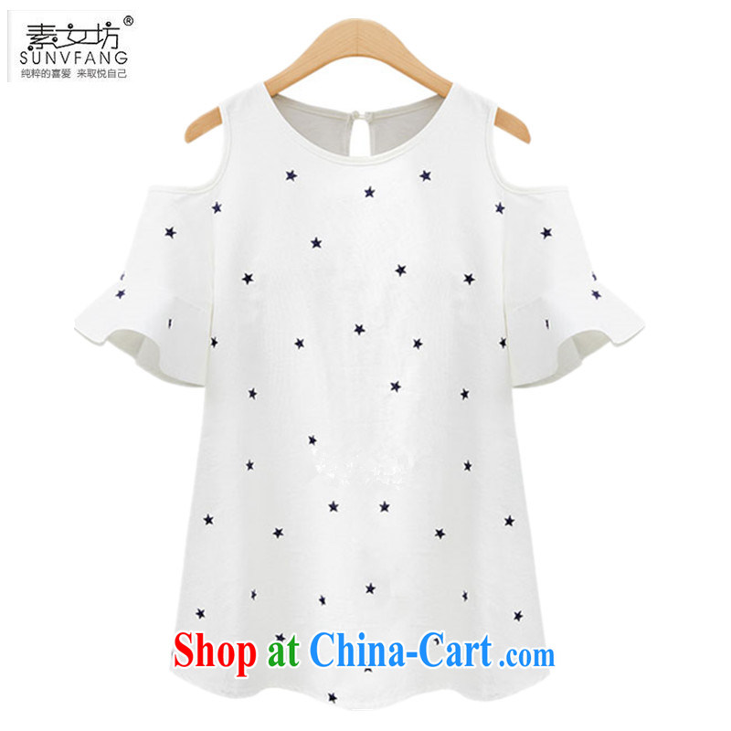 Pixel girl workshop summer 2015 in Europe and the Code female 200 Jack thick MM new terrace shoulder stars graphics thin cotton Ma short-sleeve shirt T 3733 white 3XL recommendations 150 - 170 jack