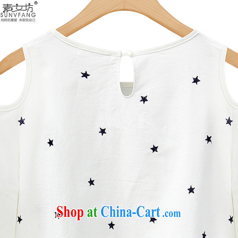 Pixel girl workshop summer 2015 in Europe and America, the female 200 Jack thick MM new terrace shoulder stars graphics thin cotton Ma short-sleeve shirt T 3733 white 3XL recommendations 150 - 170 jack, female square (SUNVFANG), online shopping