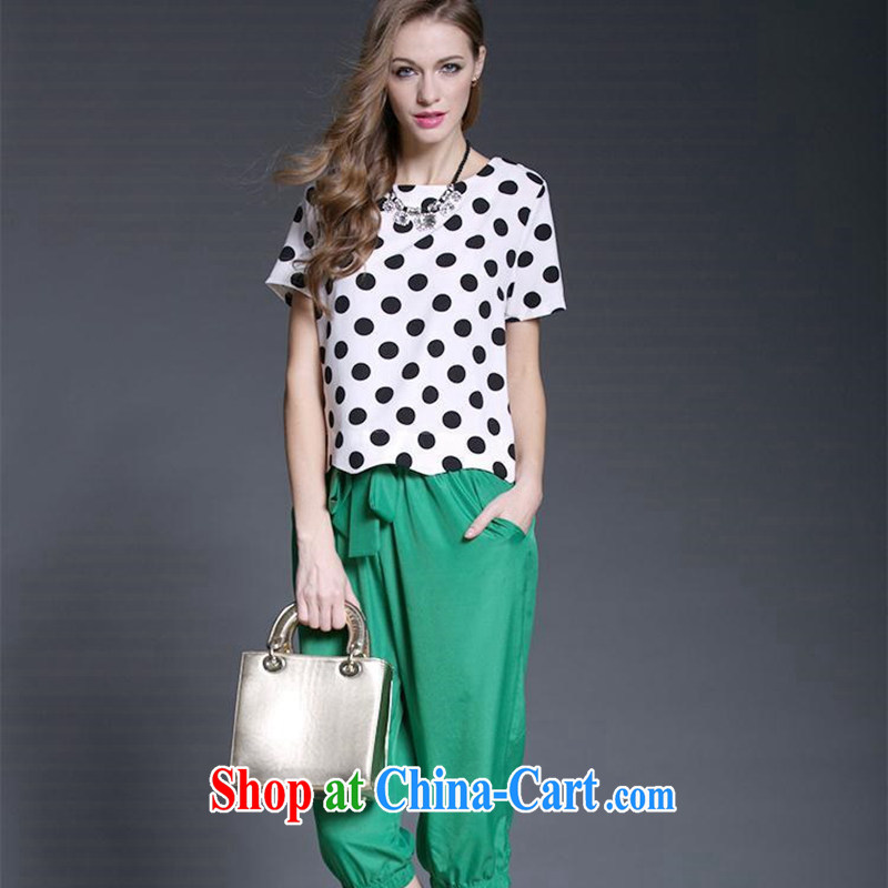 The EITAI Code women summer 2015 is indeed the greater wave point T-shirt + green 7 Trouser press kit picture color 2 XL, EITAI, shopping on the Internet