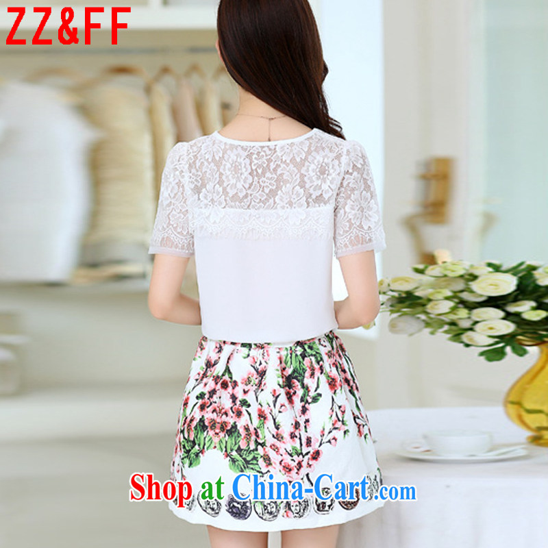 ZZ &FF 2015 summer new, larger female decoration, lace dresses girls T-shirt skirt Kit female LYQ 6080 white XXXXL, ZZ &FF, shopping on the Internet