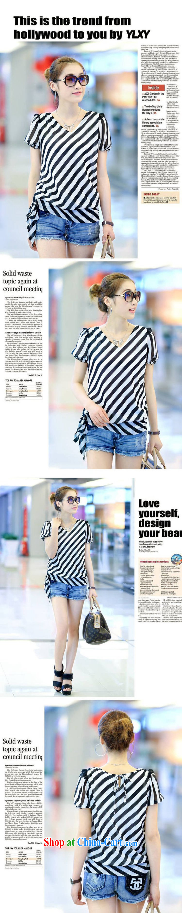 Summer new V collar striped snow woven shirts T shirt black and white 951 c Other XXL pictures, price, brand platters! Elections are good character, the national distribution, so why buy now enjoy more preferential! Health