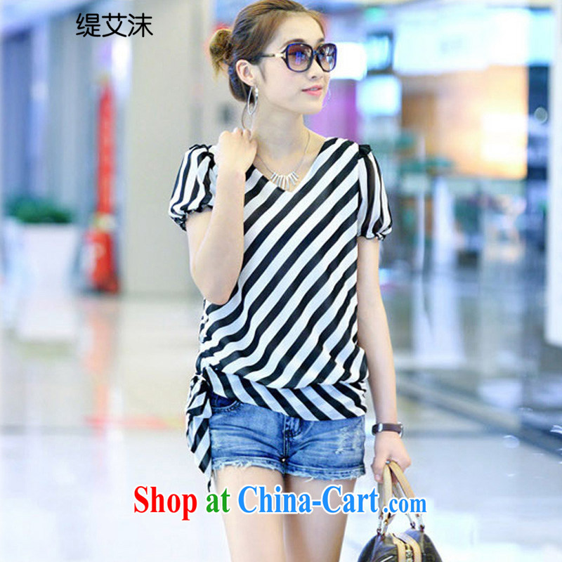 Summer new V collar striped snow woven shirts T shirt black and white 951 c Other XXL, economy the droplets (Ti Amo), and shopping on the Internet