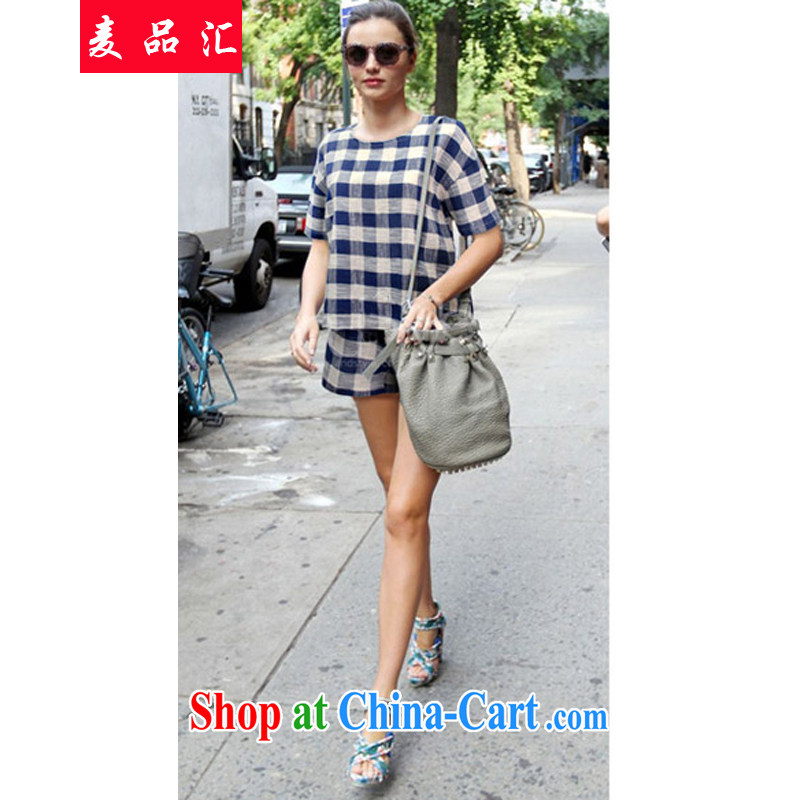 Mr MAK, King sinks, thick mm Europe 2015 summer 200 Jack video thin linen/cotton checkered T-shirt + elasticated waist shorts two piece kit 5151 blue checkered 5 XL, Mr MacLEOD, sinks, and shopping on the Internet