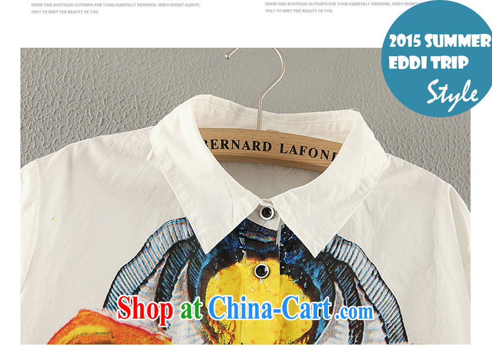 The EddieVril Code women summer 2015 new European version color stamp duty lapel shirt female short-sleeved large, pregnant women shirt 8910 white are code pictures, price, brand platters! Elections are good character, the national distribution, so why buy now enjoy more preferential! Health