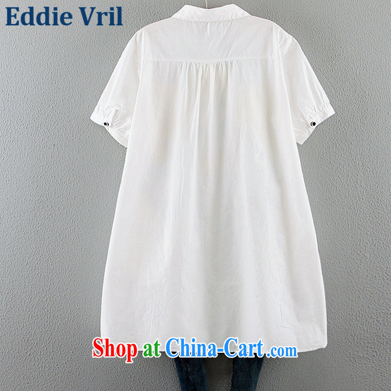 The EddieVril Code women summer 2015 new European version color stamp lapel shirt female short-sleeve larger pregnant women 8910 shirts are white, Eddie Vril, shopping on the Internet