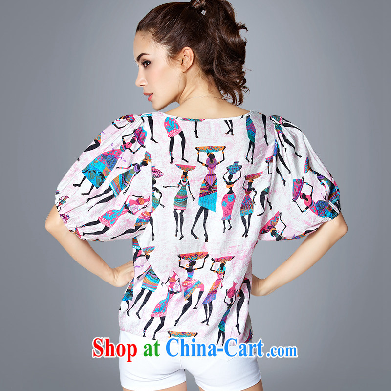 Ms Audrey EU Yuet-yu Julia large, female summer cotton short-sleeved stamp T-shirt girl loose video thin stamp shirt Y 66,012 stamp color 4 XL (160 - 180 ) jack, jade, and shopping on the Internet