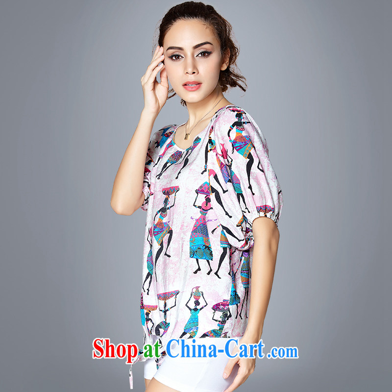 Ms Audrey EU Yuet-yu Julia large, female summer cotton short-sleeved stamp T-shirt girl loose video thin stamp shirt Y 66,012 stamp color 4 XL (160 - 180 ) jack, jade, and shopping on the Internet