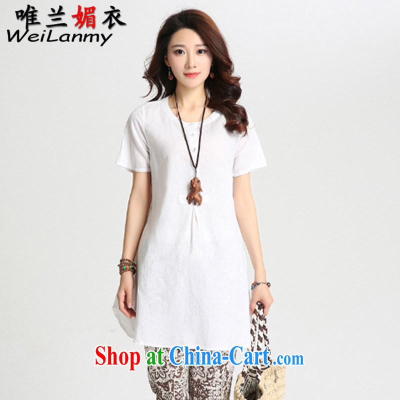 Only LAN Mei Yi 2015 summer new, loose the code the commission cotton short-sleeved round-collar solid color lounge T-shirt 8637 white XL, only LAN Mei Yi (WeiLanmy), online shopping