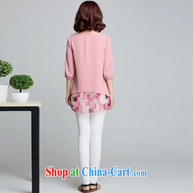 Energy-chul mm thick summer 2015 and indeed increase, female stamp snow woven shirts graphics thin, long, short-sleeved shirt T pink XXXL, energy-chul (MOZHE), online shopping