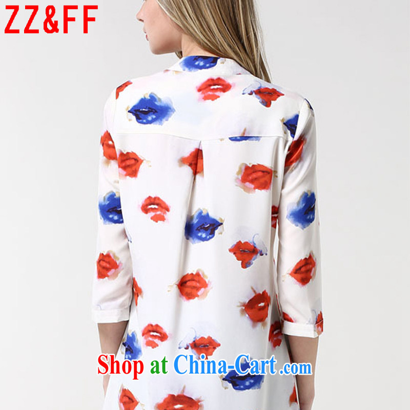 ZZ &FF summer 2015 new, larger female decorated with lips, stamp duty for 7 T-shirt girl CS 9032 white XXXXXL, ZZ &FF, shopping on the Internet