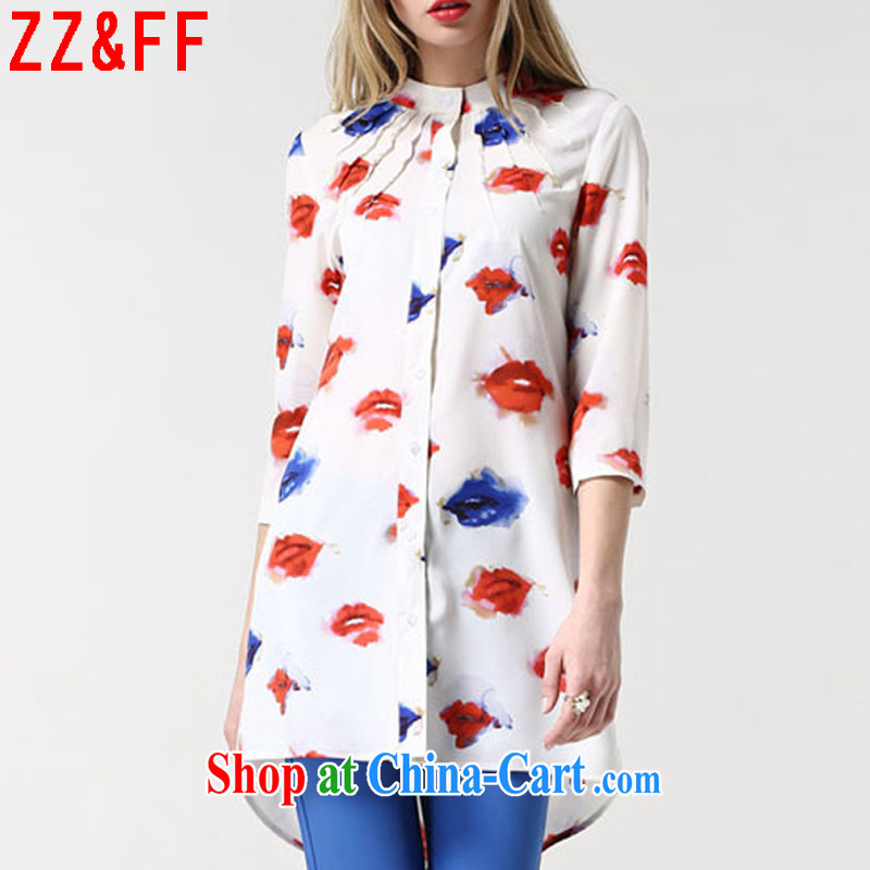 ZZ &FF summer 2015 new, larger female decorated with lips, stamp duty for 7 T-shirt girl CS 9032 white XXXXXL, ZZ &FF, shopping on the Internet