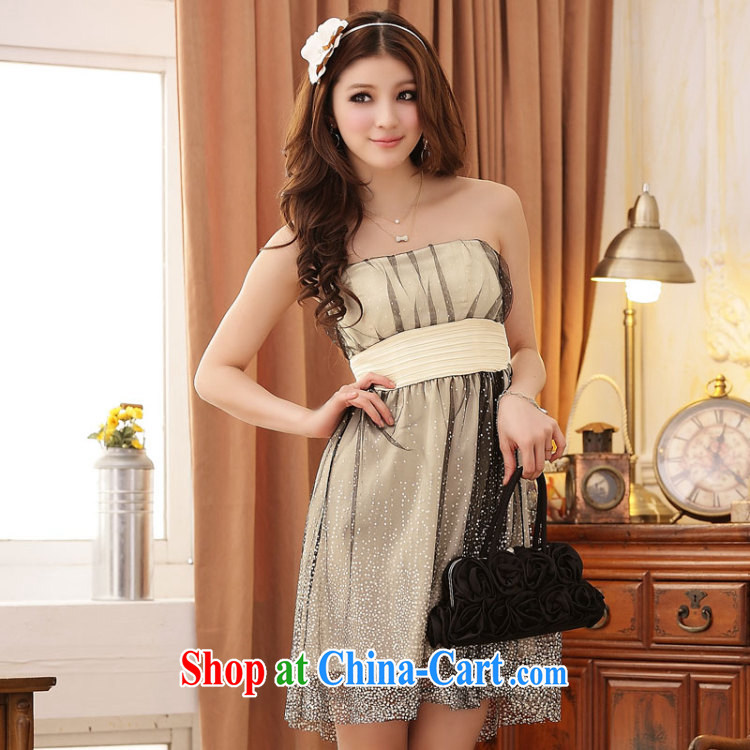 The package mail 2015 summer new stylish sexy mini super star network by the waist at the chest Princess dress dresses (the stealth shoulder strap) champagne color XXXL pictures, price, brand platters! Elections are good character, the national distribution, so why buy now enjoy more preferential! Health