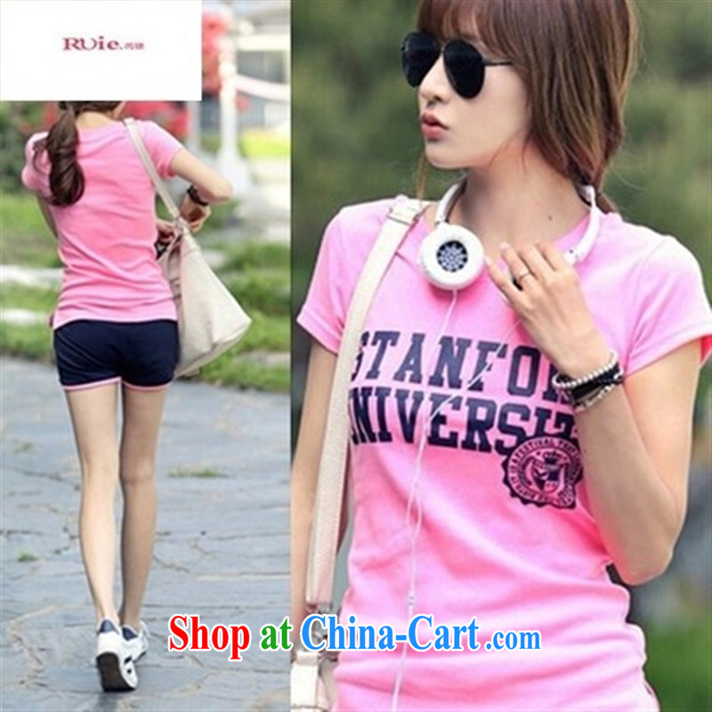 For health concerns dress * 2015 new summer fashion, Ms. Han edition loose short-sleeved T-shirt large, casual morning run shorts Sport Kits pink T-shirt Navy shorts XL, health concerns (Rvie .), and shopping on the Internet
