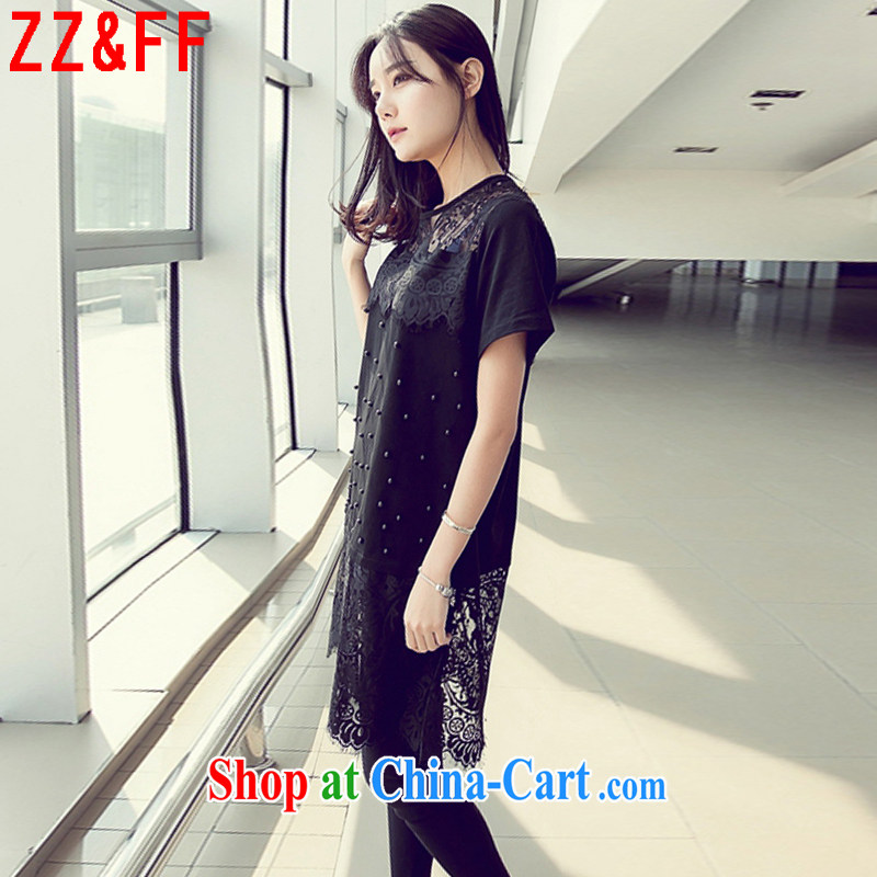 ZZ &FF summer 2015 with new, larger female biological empty nails Pearl lace, with small fragrant wind beauty dresses female LYQ 9567 black XXXXL, ZZ &FF, shopping on the Internet